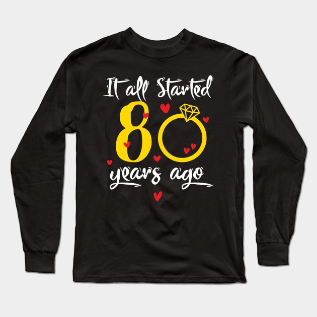 Wedding Anniversary 80 Years Together Golden Family Marriage Gift For Husband And Wife Long Sleeve T-Shirt by FortuneFrenzy